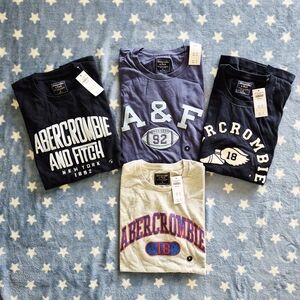 A&F Mens Graphic Tee Set - Navy, Blue & Light Gray